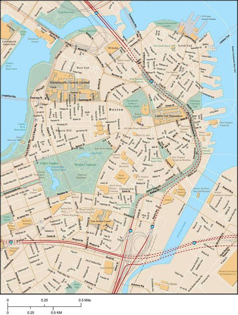 Boston Map With Local Streets In Adobe Illustrator Vector Format Map