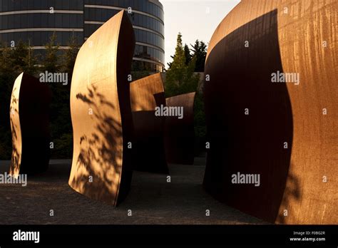 Sculpture Park Along Seattle Waterfront Wake By Richard Serra Stock