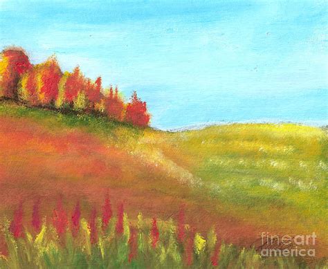 Field In Autumn Painting By Vi Mosley