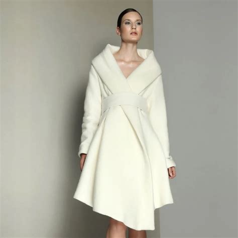 High End Big Pure White Cashmere Coat 14 New Womens Fall And Winter