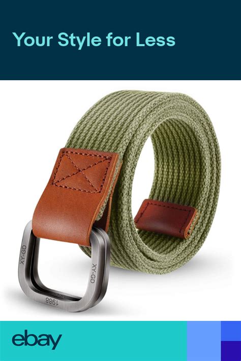 Itiezy Mens Canvas Belt Military Style Double D Ring Buckle Casual