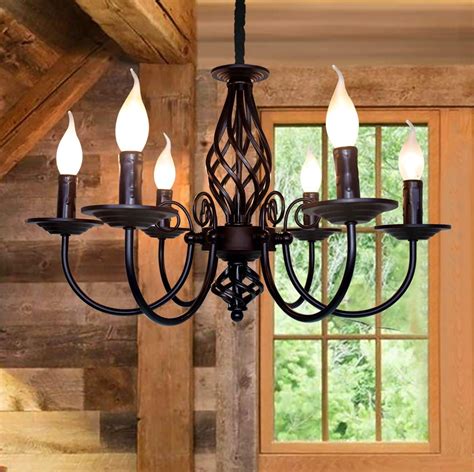 Jaycomey French Country Chandelier Vintage Candle Chandelier 6 Lights