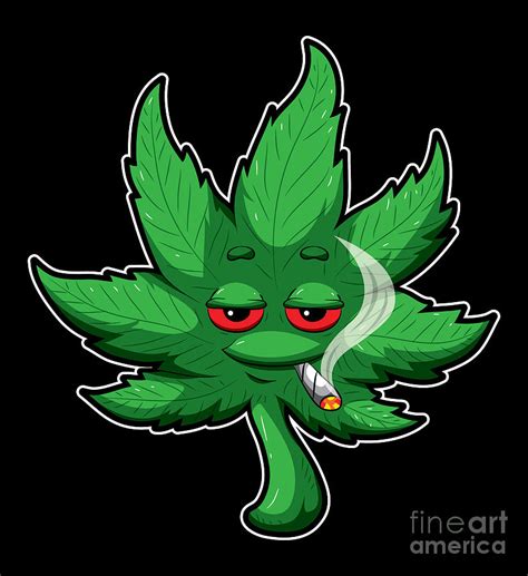 Cannabis Leaf With Red Eyes Smokes Weed Thc Cbd Digital Art By Mister
