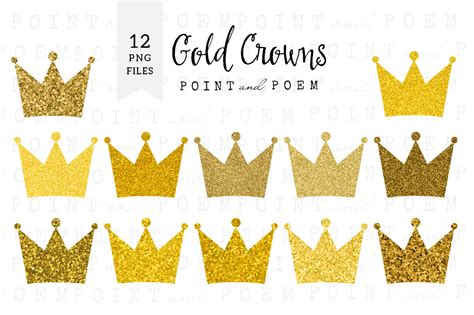 Gold Glitter Crown Clipart ~ Illustrations On Creative Market