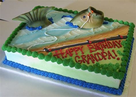 Fish And Fishing Rod Birthday Cake Idea For Grandpa Funny 50th Birthday