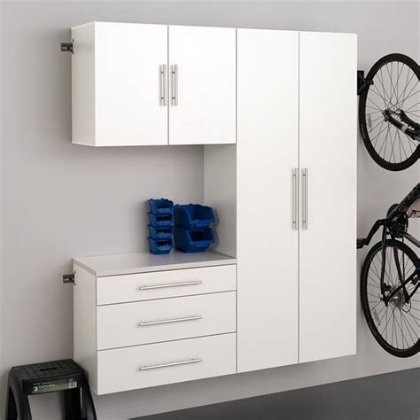 Prepac Hangups 3 Piece 60 Wall Mounted Garage Cabinet Set In White