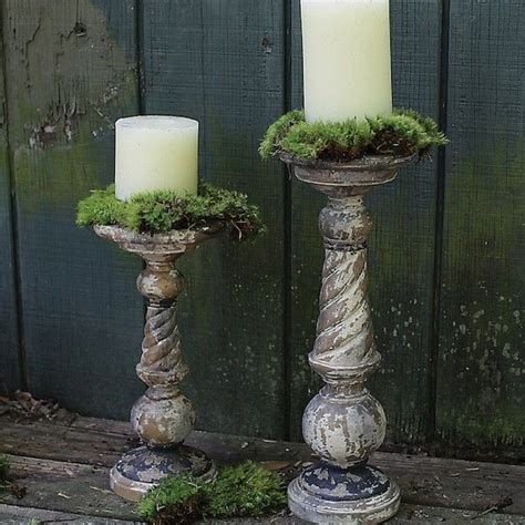 Rustic Turned Wood Pillar Candle Holders Floor Candle Holders Tall