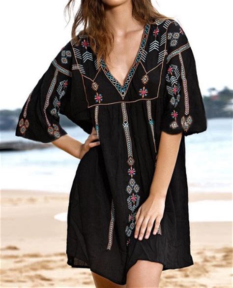 Embroidery Cotton Beach Tunic 2019 Beach Cover Up Saida De Praia
