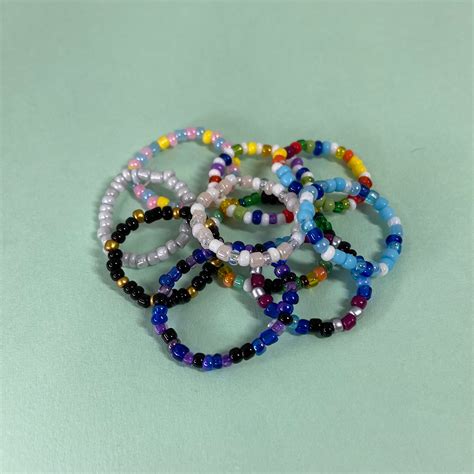 Custom Seed Bead Rings Pack Of 3 Etsy