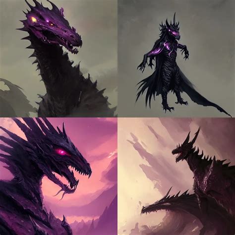 A Black Dragon With Purple Eyesrealisticart By Greg Stable