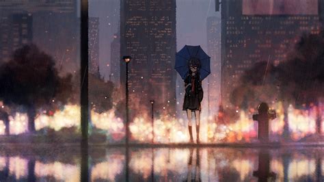 Anime Girl Rain Umbrella Hd Anime 4k Wallpapers Images Backgrounds