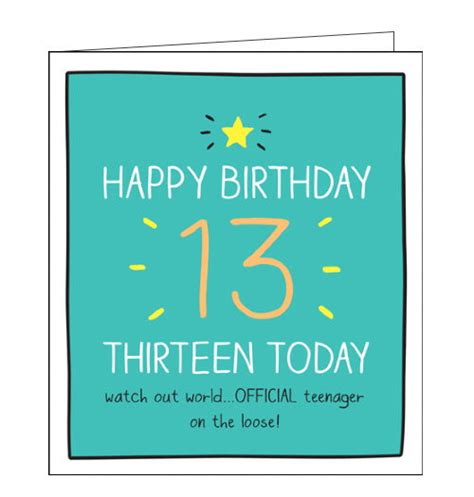 Official Teenager 13th Birthday Card Nickery Nook