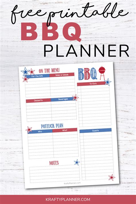 Red White And Blue Bbq Planner Free Printable — Krafty Planner