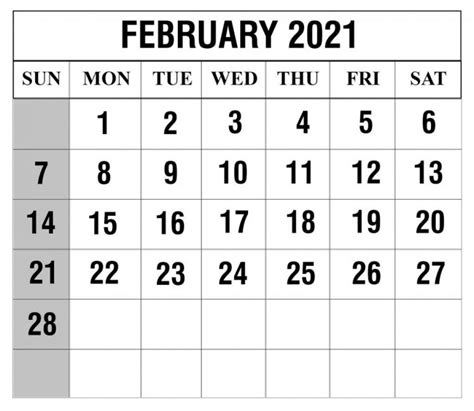 Printable 2021 calendar 56 printable calendar 2021 e page us 2021 calendar from printable 2021 february calendar , source:printablecalendars2021.com. Free February 2021 Printable Calendar Templates