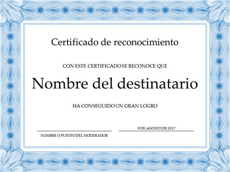 Certificado De Reconocimiento Azul Modelos De Certificado Criar