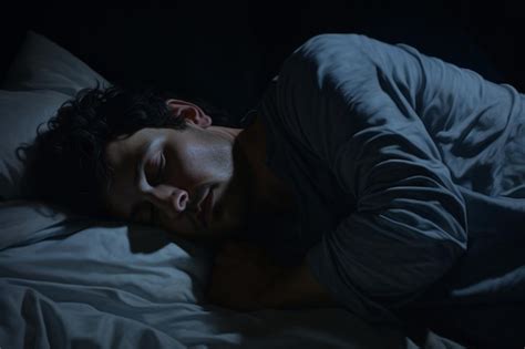 Premium Ai Image Young Caucasian Man Peaceful Sleeping Laying Dark