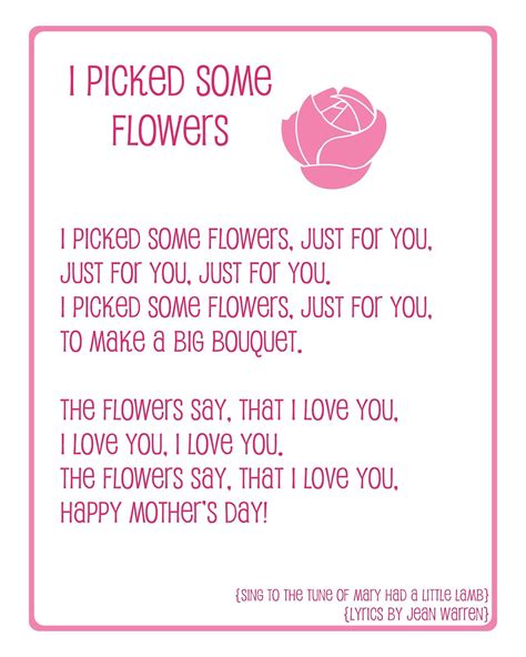 30 songs to play for your mom on mother's day. Naptime Delights: Mother's Day Preschool Song Printable ...