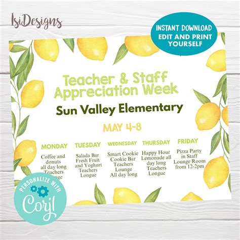 Editable Teacher And Staff Appreciation Flyer Instant Download Etsy In
