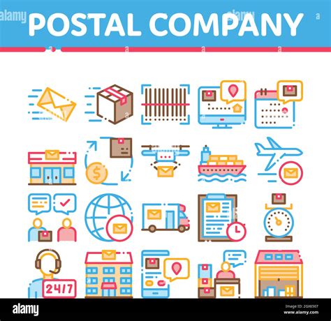 Postal Transportation Company Icons Set Vector Stock Vector Image And Art
