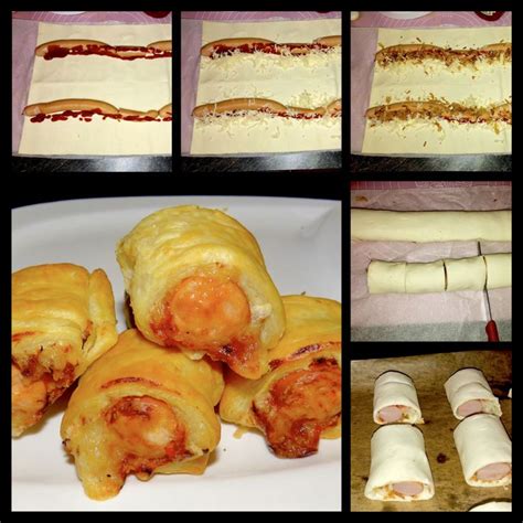 Mini Blätterteig Hot Dogs Mini puff pastry hot dogs