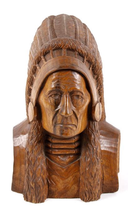 Sold Price Dan Stewart Wooden Carved Indian Chief Bust February 6