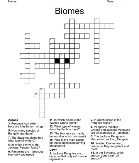 Biomes Crossword Wordmint