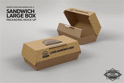 Download Large Sandwich Box Packaging Mockup | Sandwich box, Packaging mockup, Box packaging