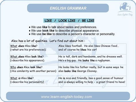Like Look Like Be Like Inglês Gramatica