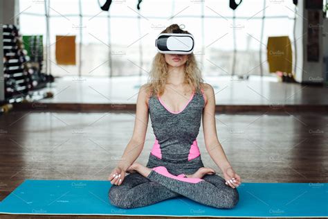 Woman In Yoga Class With Vr Headset ~ People Photos ~ Creative Market