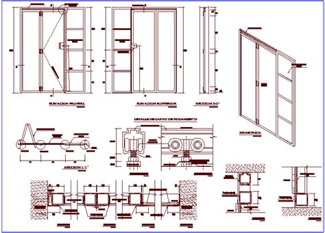 Metallic Folding Door Design With Isometric View Cadbull