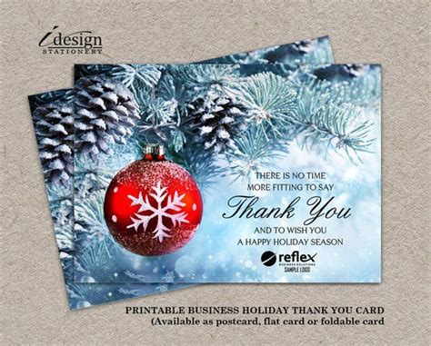 Business Holiday Cards Printable Christmas Thank You Cards With Logo