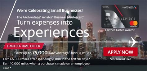 Please check the box to prove you are not a robot. Barclays AAdvantage Aviator Business MasterCard Up To 75,000 Bonus Points + 5% Annual Mile Bonus