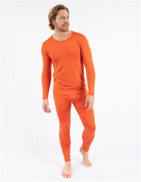 Mens Classic Solid Color Thermal Pajamas Leveret Clothing