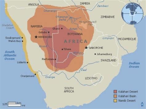 Map of map of deserts maps of the world. Africa: Kalahari Desert