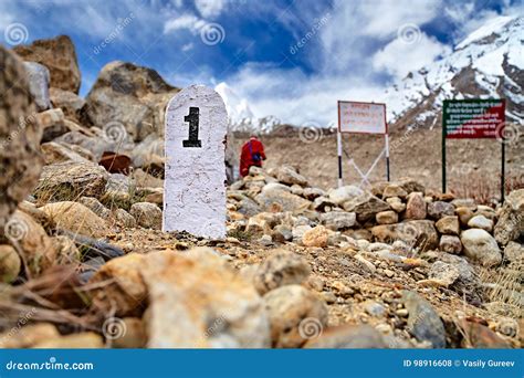 1st Kilometer Stone In Himalaya Mountains Stock Photo Image Of Range