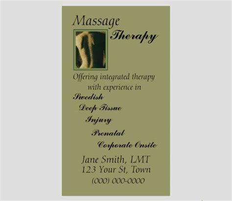 Massage Therapist Business Card Mryn Ism