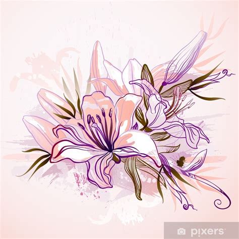 More images for dessin de fleurs de lys » Sticker Composition décorative de fleurs de lys dessin ...