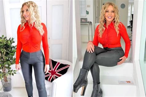 Carol Vorderman 61 Flaunts Big Hair And Jaw Dropping Curves In Leather Pants Leather Pants