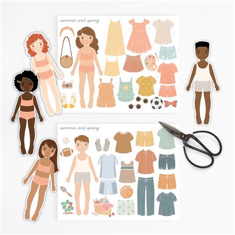 Paper Dolls Kit Printable Activity Craft Girls And Boys Birthday Etsy