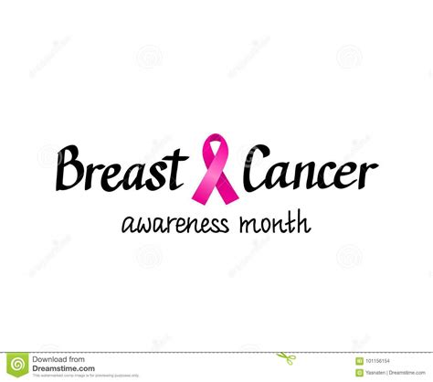 Breast Cancer Awareness Month Vector Pink Ribbon And Calligraphy Stock