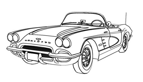 Just grab some crayons and get to work. Corvette Outline | Car drawings, Art cars, Cars coloring pages