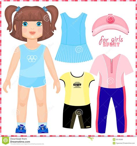 Cut out each person and his or her clothing. Paper doll with a set of sport clothes. | Paper dolls, Dolls, Paperdolls
