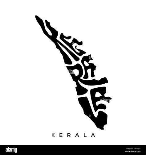 Kerala Map Lettering In English Typography Kerala Map Lettering Black