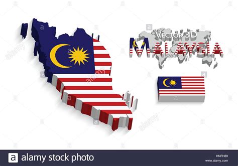 Malaysia 3d Federation Of Malaysia Flag And Map Stock Vector Art
