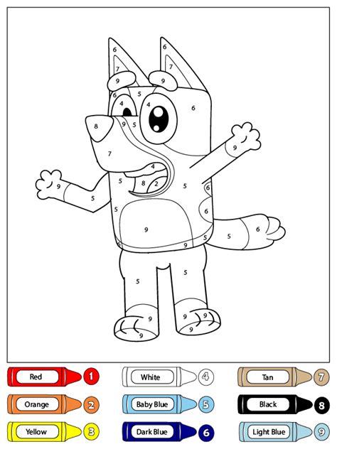 Bluey Giving A T Color By Number Coloring Page Free Printable