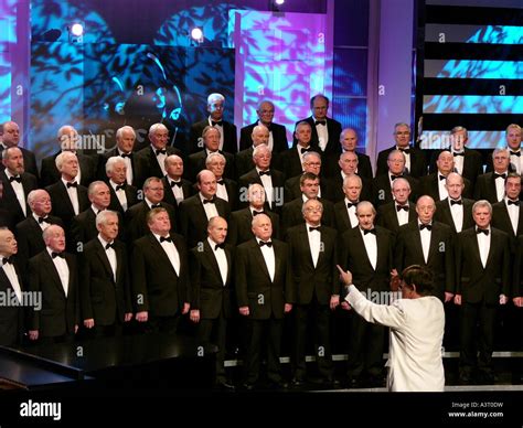 Traditional Welsh Male Voice Choir Singing In Competition For Best