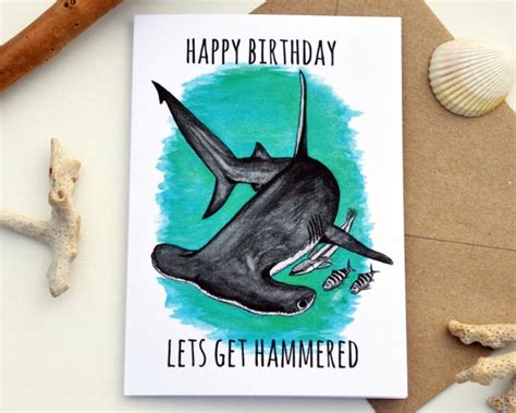 Happy Birthday Lets Get Hammered Hammerhead Shark Etsy