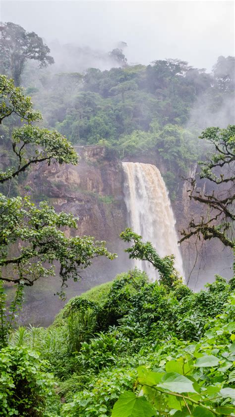 Chutes Dekom Waterfall On Ekom Nkam River Deep In The Tropical