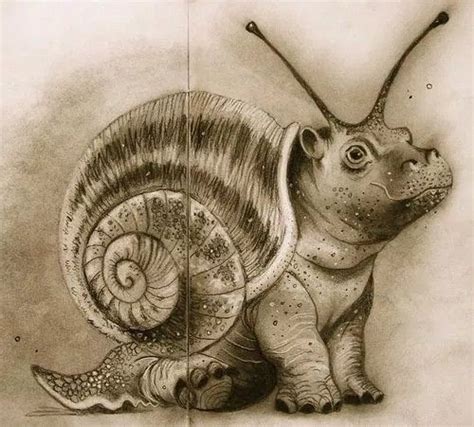 Hippo Snail Metamorphosis Art Surreal Art Art