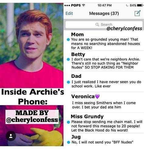 Netflix and third parties use cookies and similar technologies on this website to collect information about your browsing activities which we netflix supports the digital advertising alliance principles. Inside Archie's phone | Riverdale memes, Riverdale funny ...